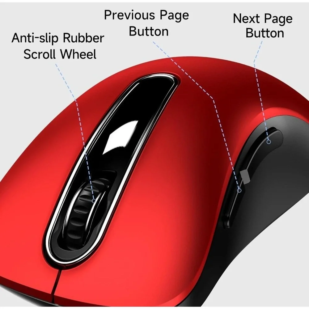 memzuoix Wired Mouse, USB Computer Mouse 1400 DPI Mobile Optical Red